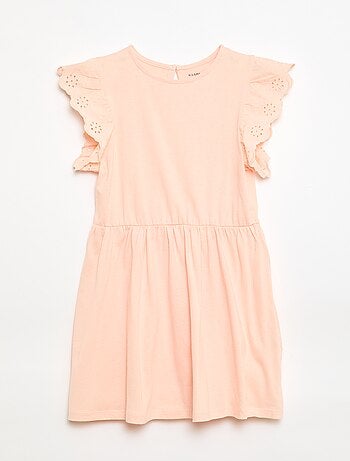 Abito in jersey con maniche corte in pizzo inglese