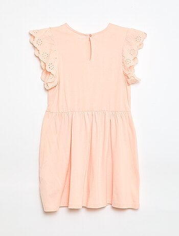 Abito in jersey con maniche corte in pizzo inglese