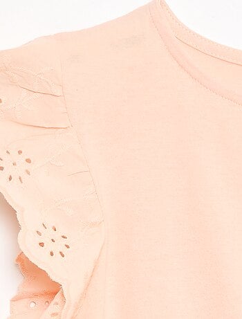 Abito in jersey con maniche corte in pizzo inglese