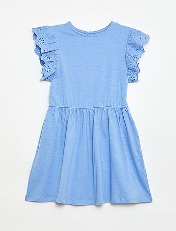 Abito in jersey con maniche corte in pizzo inglese