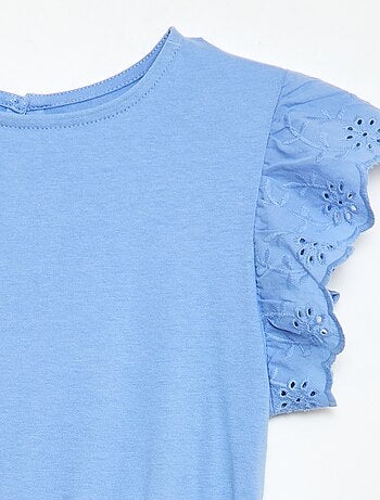 Abito in jersey con maniche corte in pizzo inglese