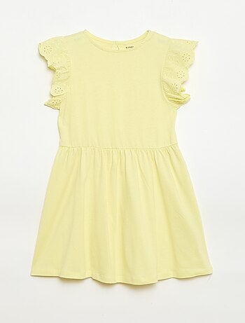 Abito in jersey con maniche corte in pizzo inglese