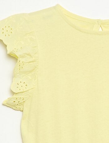 Abito in jersey con maniche corte in pizzo inglese