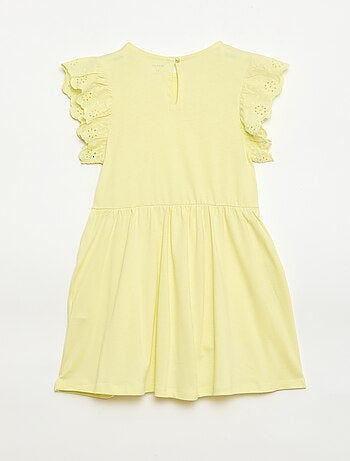 Abito in jersey con maniche corte in pizzo inglese