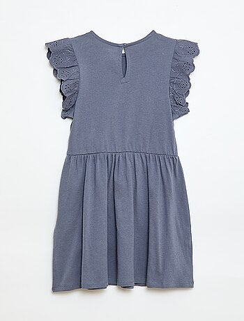 Abito in jersey con maniche corte in pizzo inglese