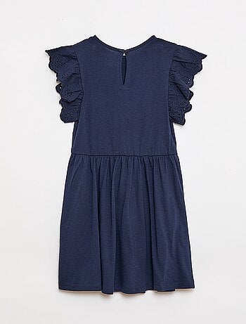 Abito in jersey con maniche corte in pizzo inglese