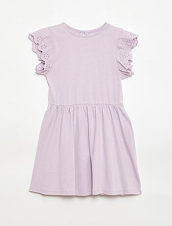 Abito in jersey con maniche corte in pizzo inglese