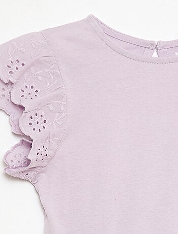 Abito in jersey con maniche corte in pizzo inglese