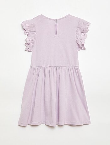 Abito in jersey con maniche corte in pizzo inglese