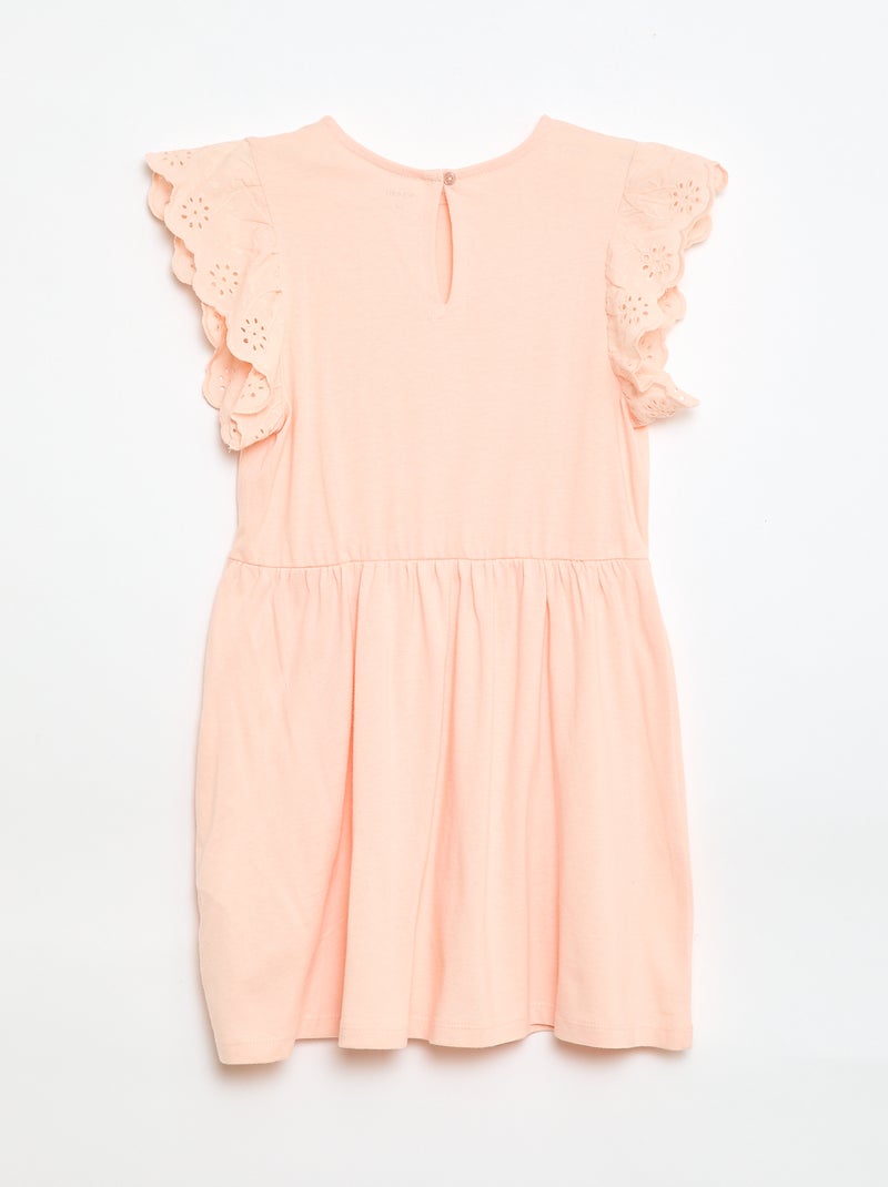 Abito in jersey con maniche corte in pizzo sangallo Arancione - Kiabi