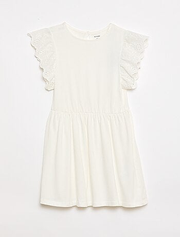 Abito in jersey con maniche corte in pizzo sangallo