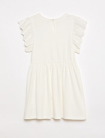 Abito in jersey con maniche corte in pizzo sangallo