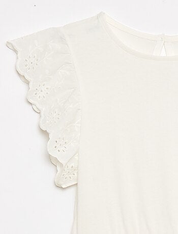 Abito in jersey con maniche corte in pizzo sangallo