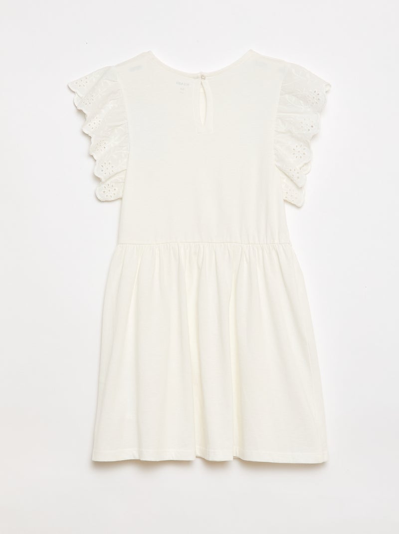 Abito in jersey con maniche corte in pizzo sangallo Bianco - Kiabi