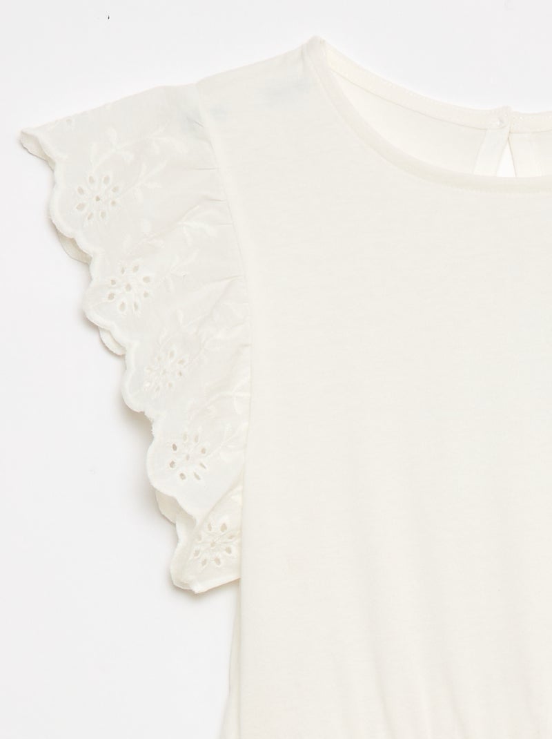 Abito in jersey con maniche corte in pizzo sangallo Bianco - Kiabi