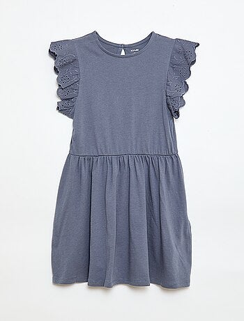 Abito in jersey con maniche corte in pizzo sangallo