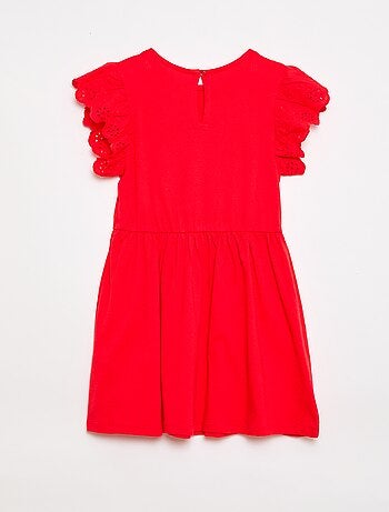 Abito in jersey con maniche corte in pizzo sangallo