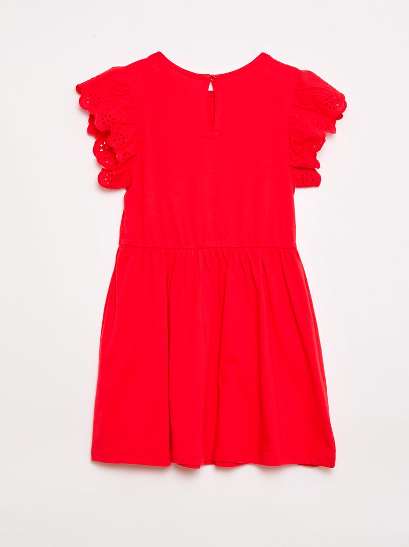 Abito in jersey con maniche corte in pizzo sangallo Rosso - Kiabi