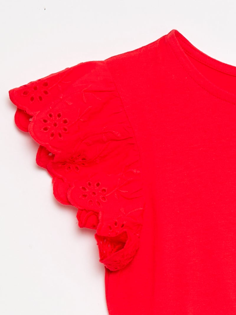 Abito in jersey con maniche corte in pizzo sangallo Rosso - Kiabi