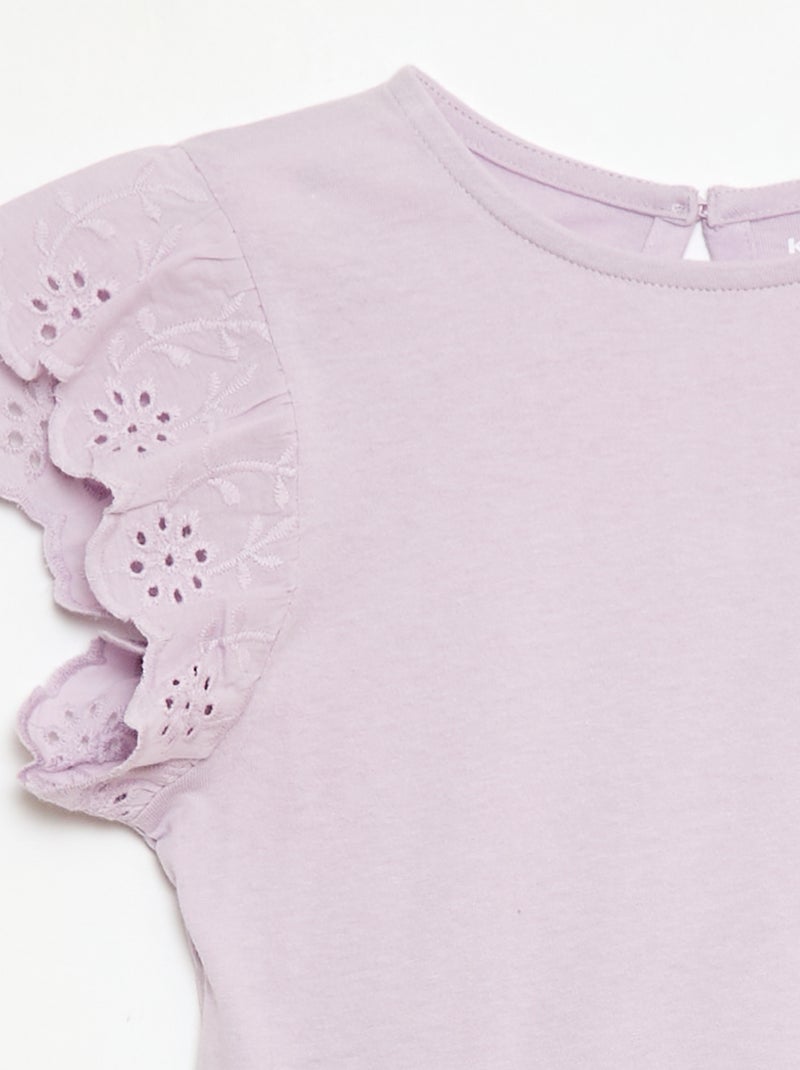 Abito in jersey con maniche corte in pizzo sangallo Viola - Kiabi