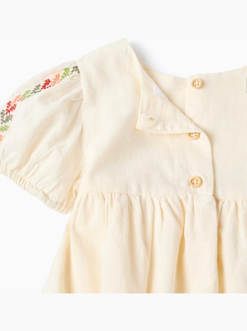 Abito in lino con ricamo + bloomers - Kiabi