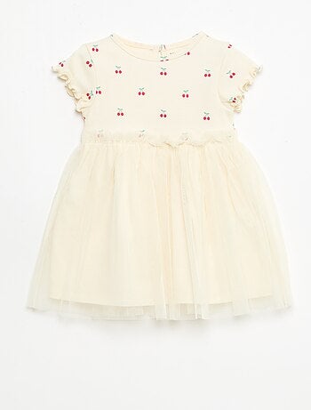 Abito in maglia a costine e tulle