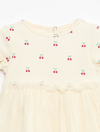 Abito in maglia a costine e tulle