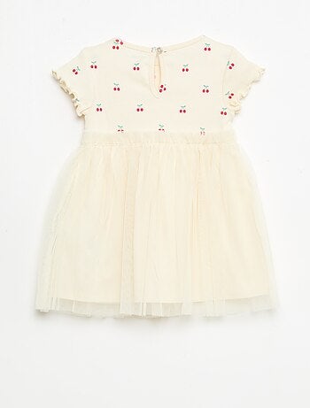 Abito in maglia a costine e tulle