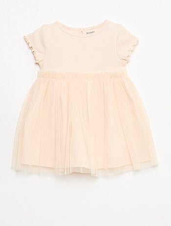 Abito in maglia a costine e tulle