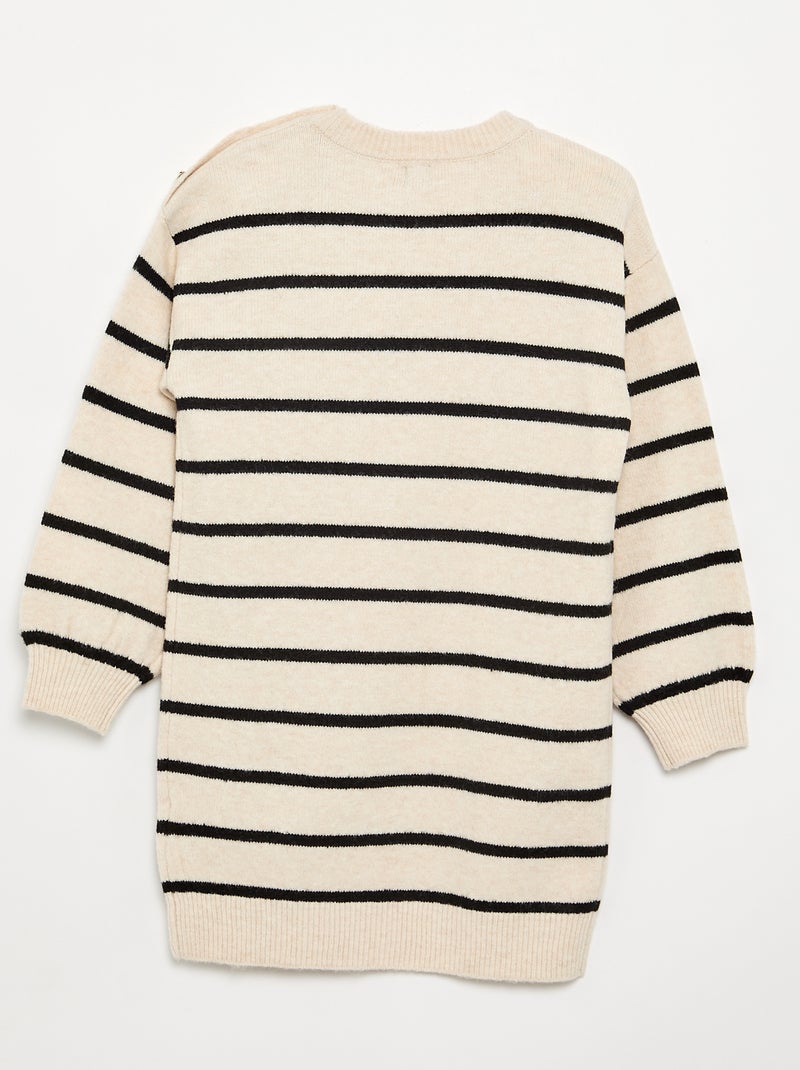 Abito in maglia a maniche lunghe e collo abbottonato Beige - Kiabi