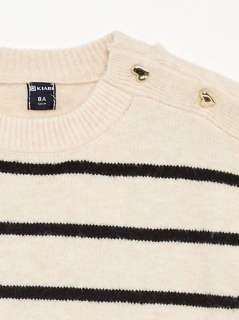 Abito in maglia a maniche lunghe e collo abbottonato Beige - Kiabi