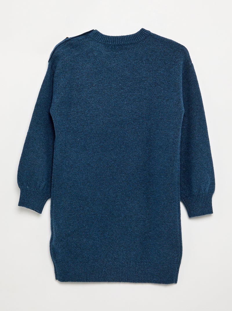 Abito in maglia a maniche lunghe e collo con bottoni Blu - Kiabi