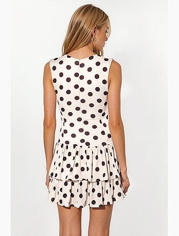 Abito in maglia a pois senza maniche con volant con shorts interni hiccup