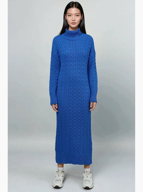 Abito in maglia a trecce a collo alto a maniche lunghe my fashion - Kiabi