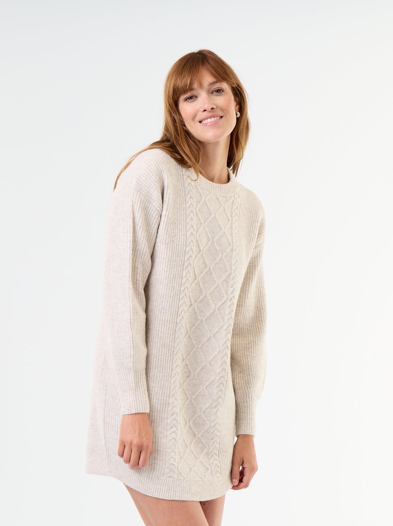 Abito in maglia a trecce Beige - Kiabi