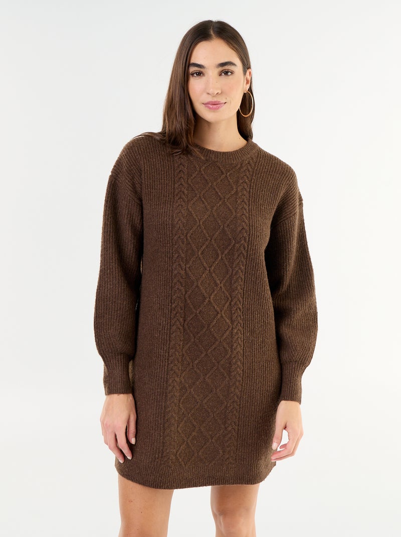 Abito in maglia a trecce Marrone - Kiabi