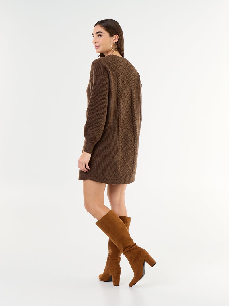 Abito in maglia a trecce Marrone - Kiabi