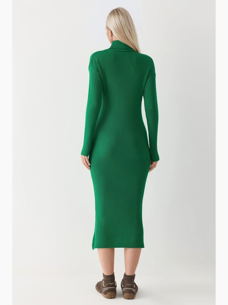 Abito in maglia bodycon a coste con dolcevita my fashion Verde - Kiabi