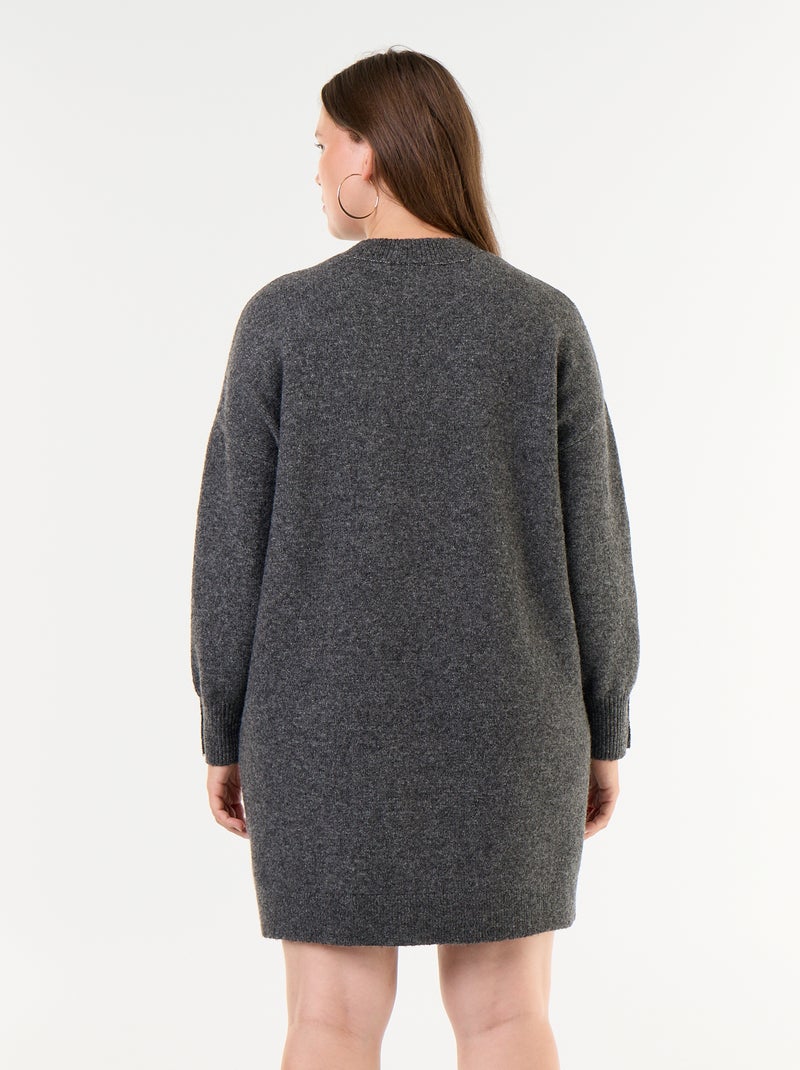 Abito in maglia con bottoni fantasia sulle maniche Grigio - Kiabi