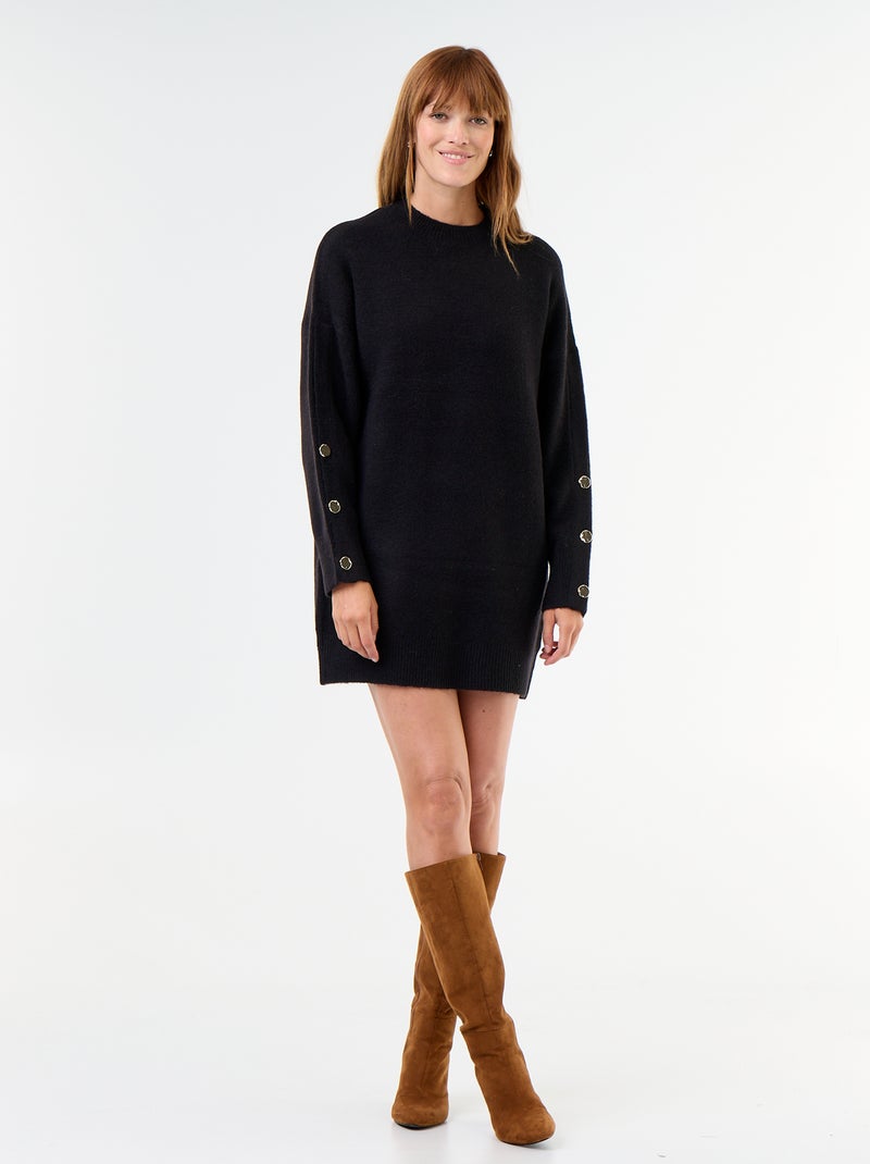 Abito in maglia con bottoni martellati Nero - Kiabi