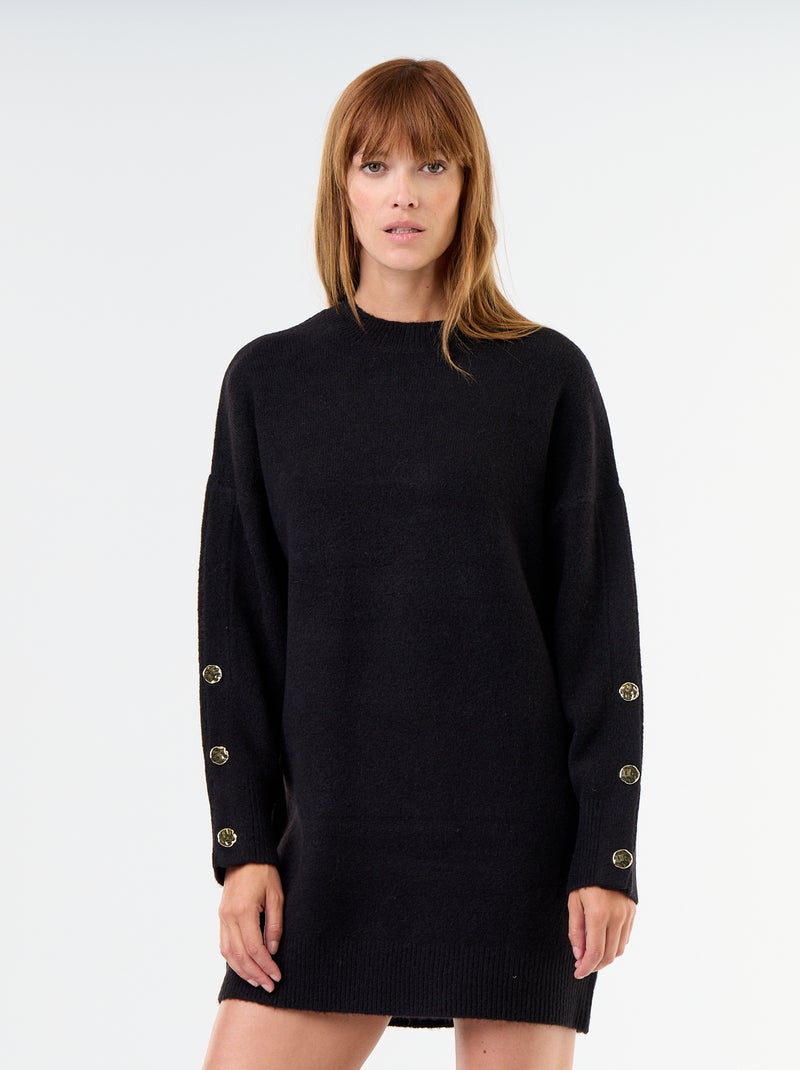Abito in maglia con bottoni martellati Nero - Kiabi