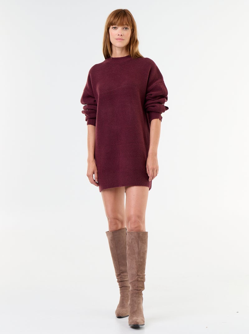 Abito in maglia con bottoni martellati Rosso - Kiabi