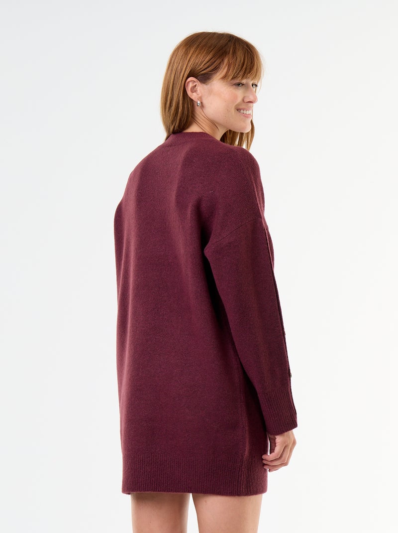 Abito in maglia con bottoni martellati Rosso - Kiabi