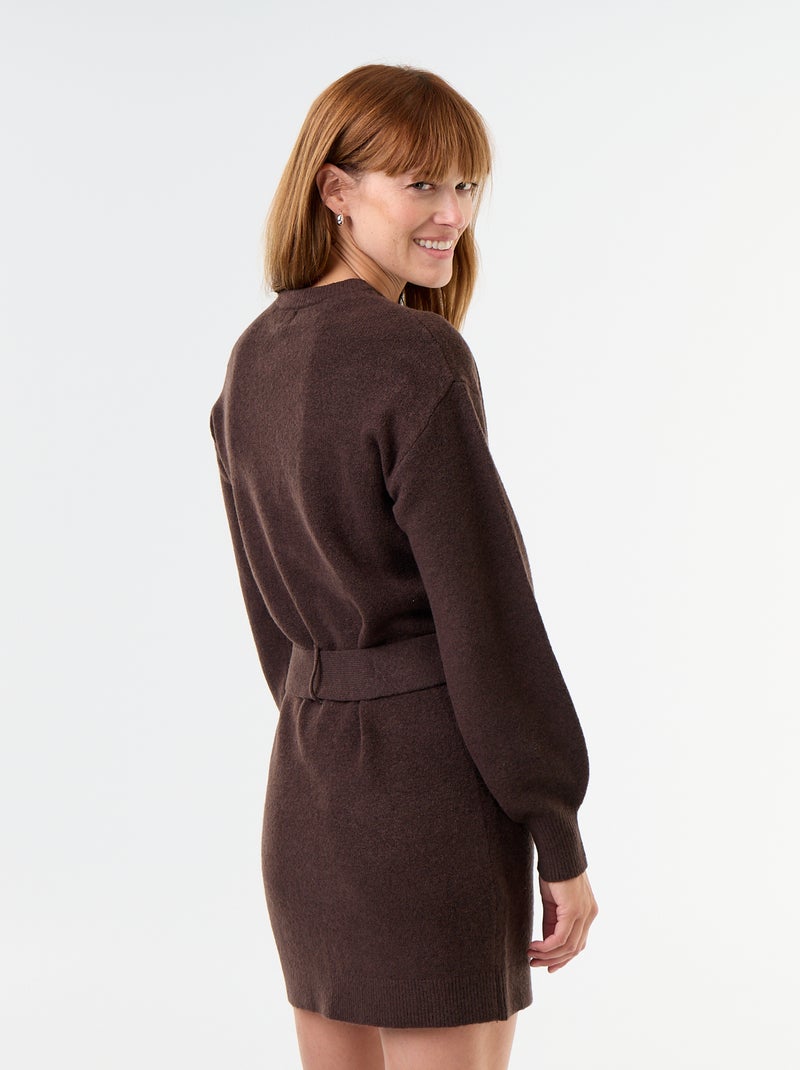 Abito in maglia con cintura Marrone - Kiabi