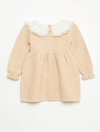 Abito in maglia con colletto Claudine