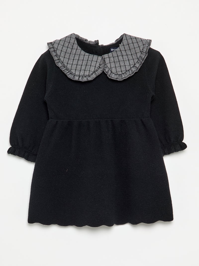 Abito in maglia con colletto Claudine Nero - Kiabi