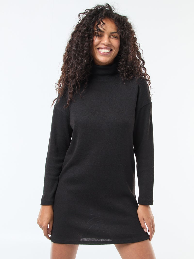 Abito in maglia con collo alto Nero - Kiabi