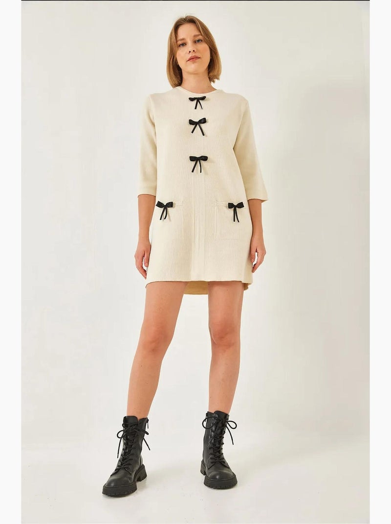 Abito in maglia con fiocco lucci Beige argilla - Kiabi