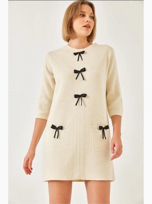 Abito in maglia con fiocco lucci - Kiabi