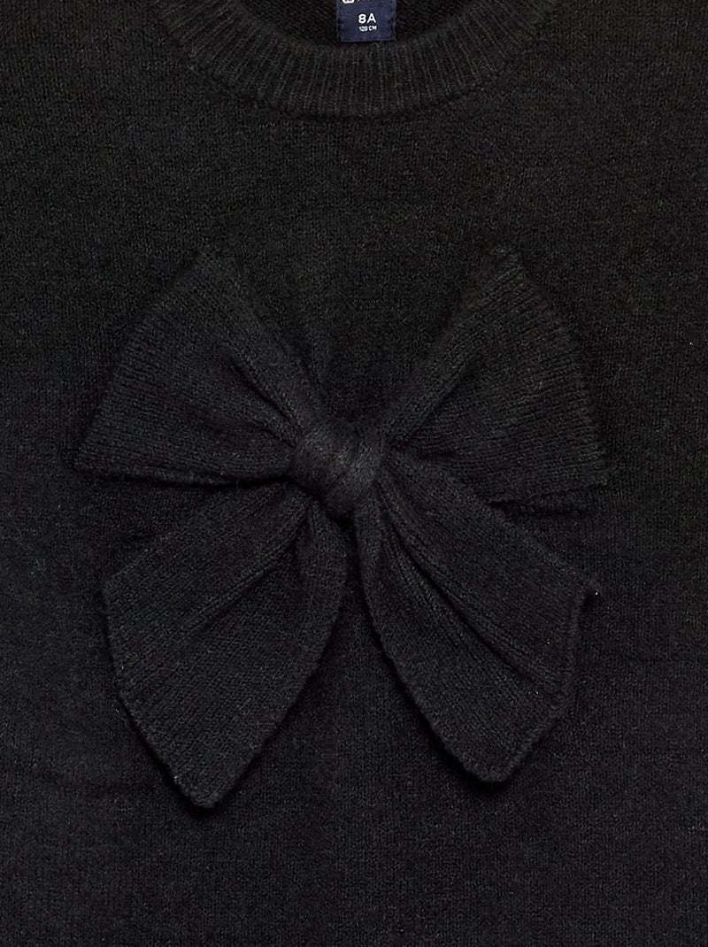 Abito in maglia con grande fiocco davanti Nero - Kiabi